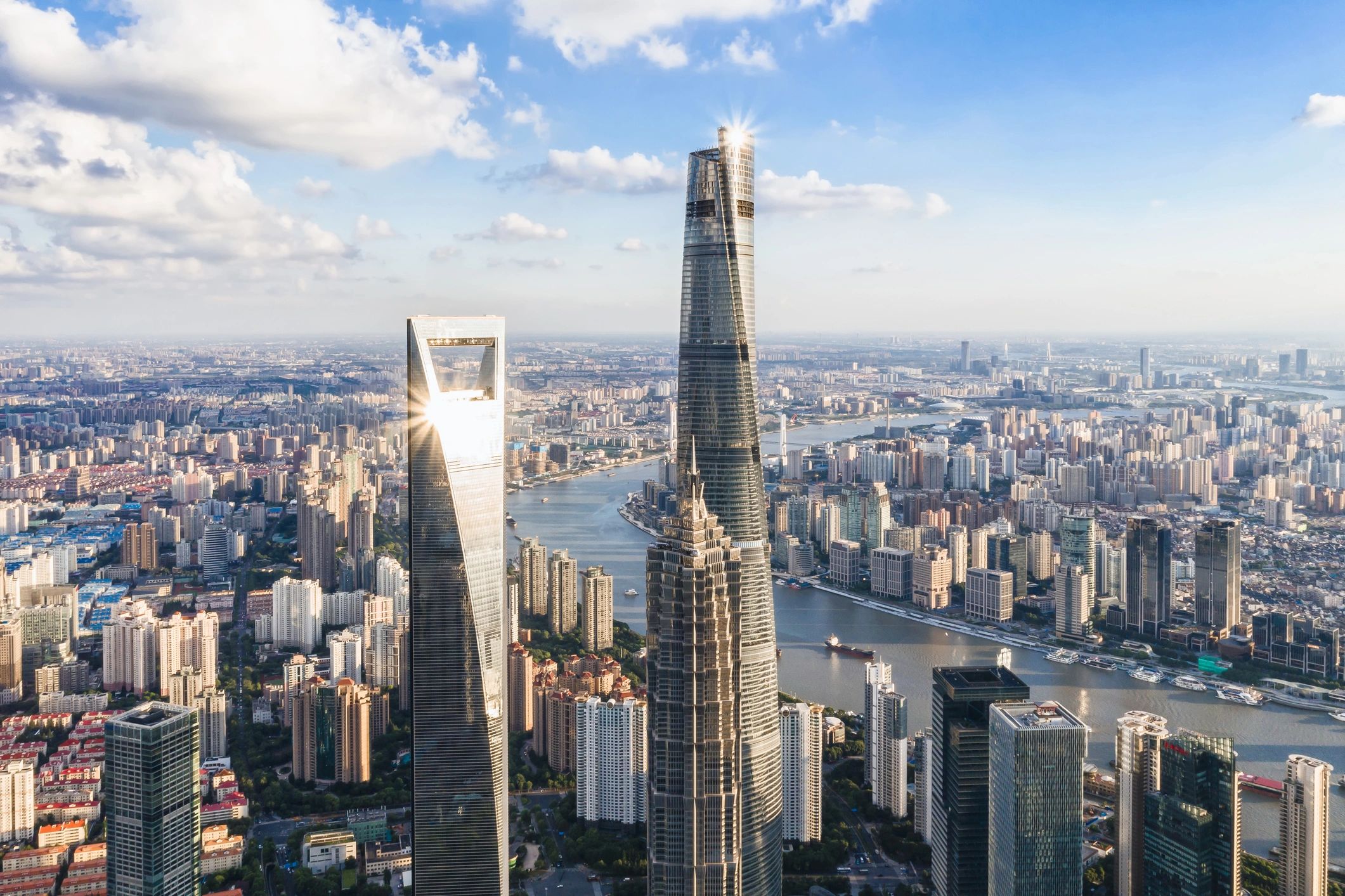 Aerial skyline of a major international city